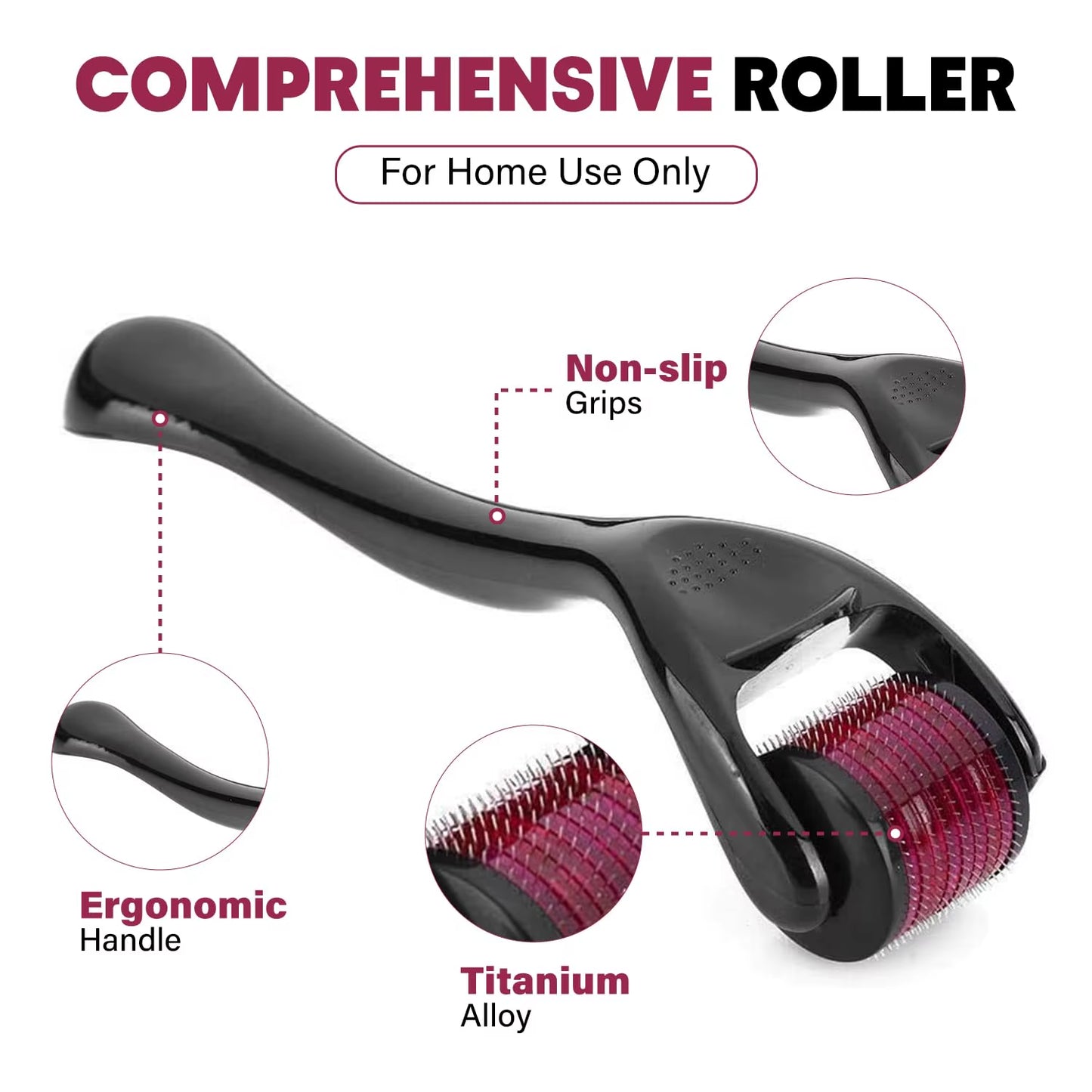 540 Titanium Scalp Derma Roller – Microneedling for Hair & Beard Growth (Sterile)