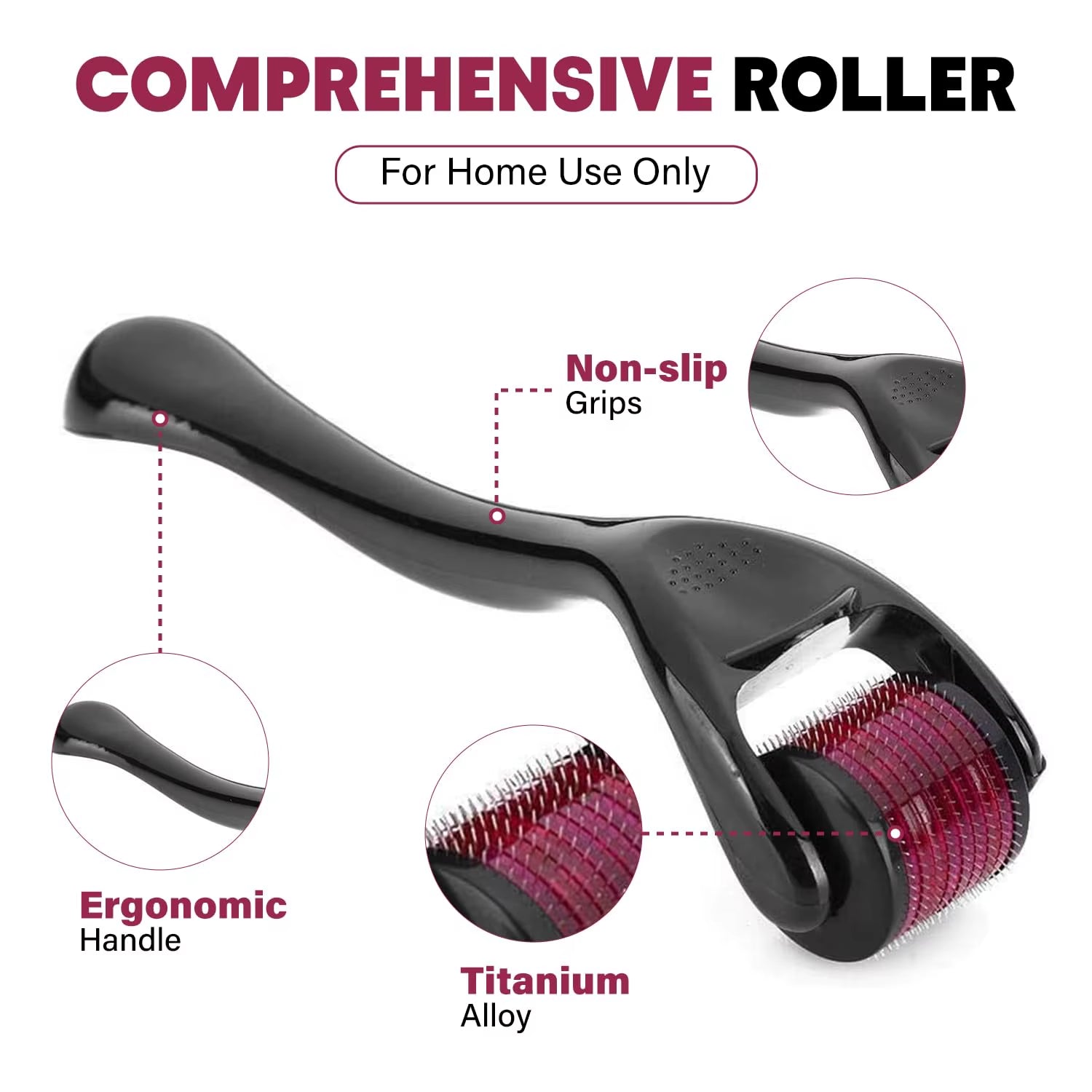 540 Titanium Scalp Derma Roller – Microneedling for Hair & Beard Growth (Sterile)