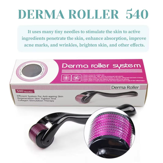 540 Titanium Scalp Derma Roller – Microneedling for Hair & Beard Growth (Sterile)